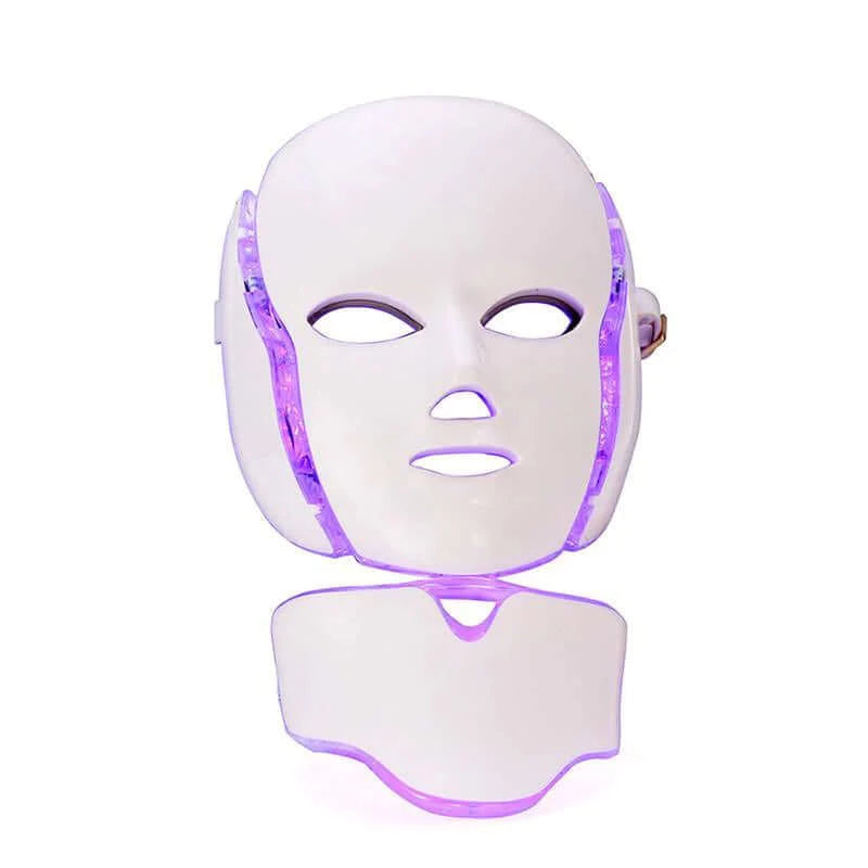 LED Facial Mask with Neck, 7 Colors for Skin Rejuvenation, Beauty Aesthetics, Anti-Wrinkle, Shrink Pores, Acne Treatment, Collagen Boost.