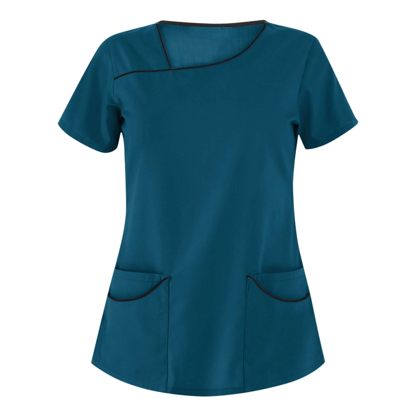 Tops Beauty Salon Nursing Uniform in teal, featuring sleek design with pockets for healthcare professionals in beauty aesthetics.