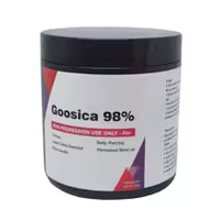 Black jar Goosica 98% container on a white background