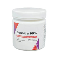 White jar labeled 'Goosica 98%' on a white background