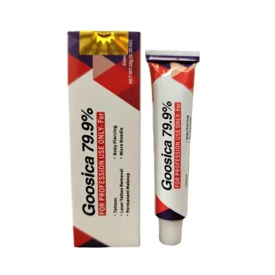 Goosica 79.9% numbing cream tube and packaging on a white background