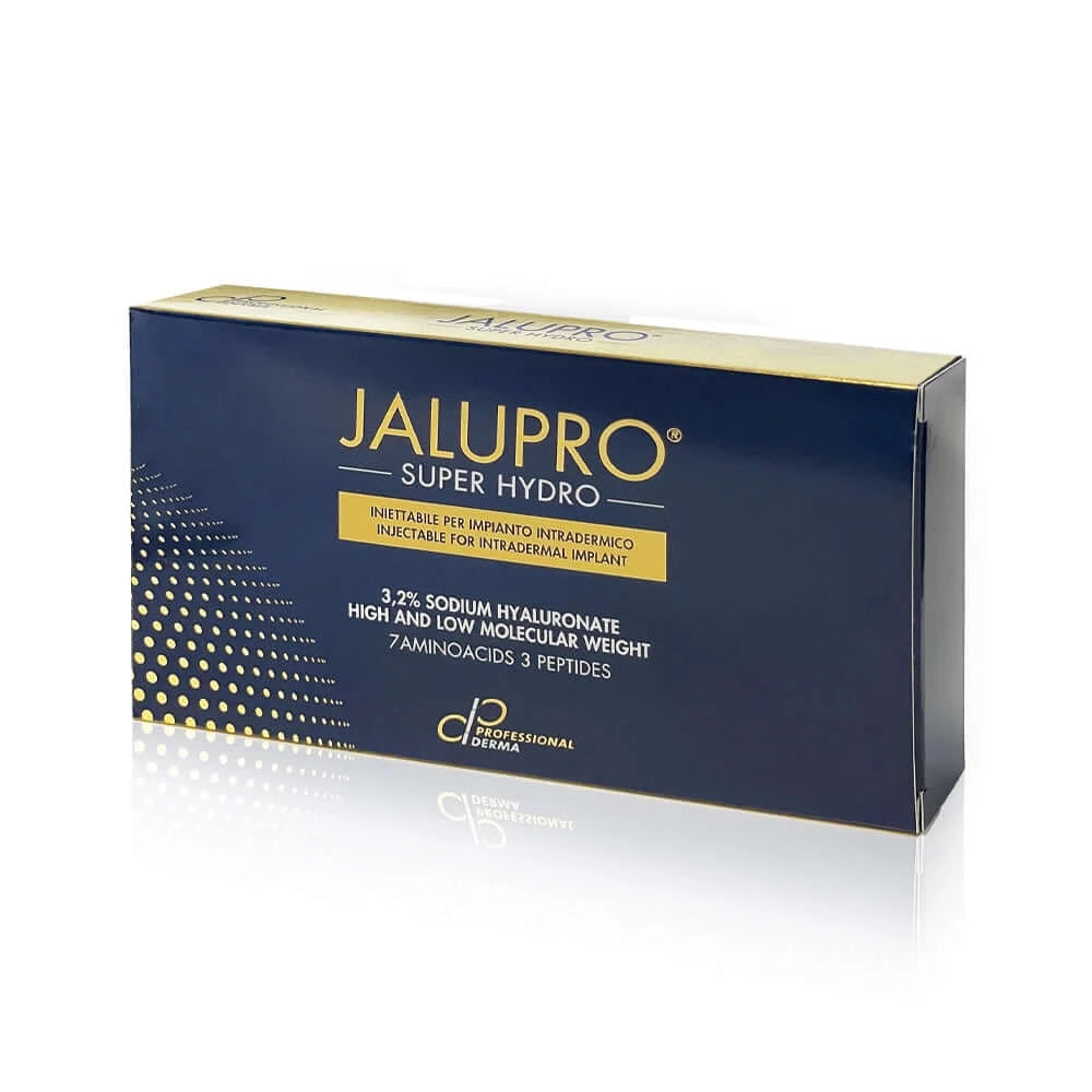 JALUPRO SUPER HYDROJalupro® Super Hydro is the latest innovative skin booster from Jalupro providing deep hydration and long-term skin revitalization for tired and dehydrated skin. The skin booster contains 80mg of Hybrid HA (Hyaluronic acid with two diff