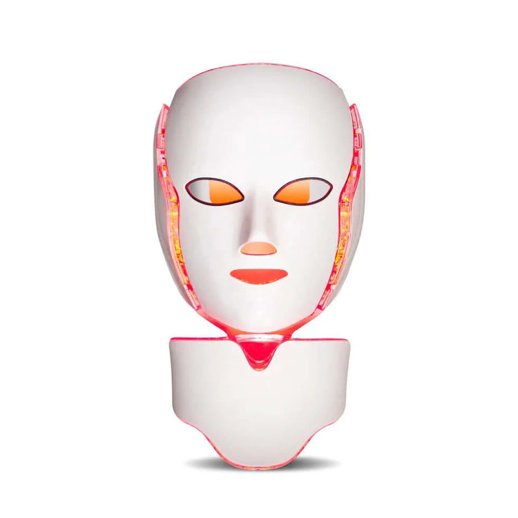LED Facial Mask with Neck for Beauty Aesthetics, Red Light Therapy for Skin Rejuvenation, Anti-Wrinkle, and Acne Treatment.