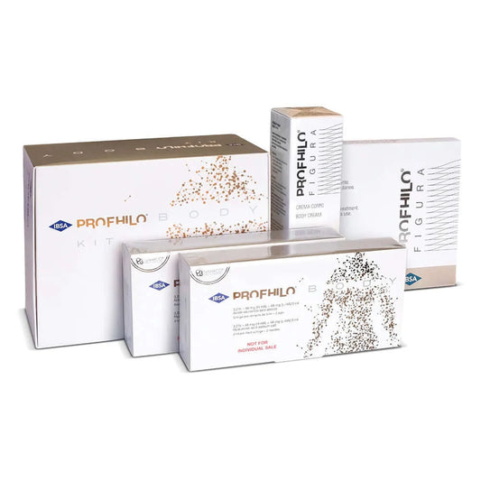 PROFHILO BODY KIT (1 KIT)Profhilo Body Kit. The kit contains two syringes of Profhilo Body 3ml, one pack containing 4 Profhilo Figura Body Patches and one Profhilo Figura Body Cream 150ml for home care. Recommended. but not limited to the brachial area an