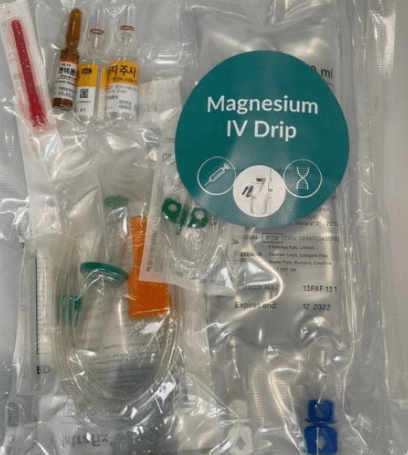 Magnesium IV Drip Set 1000mg for beauty aesthetics, muscle cramps, and magnesium deficiency treatment.