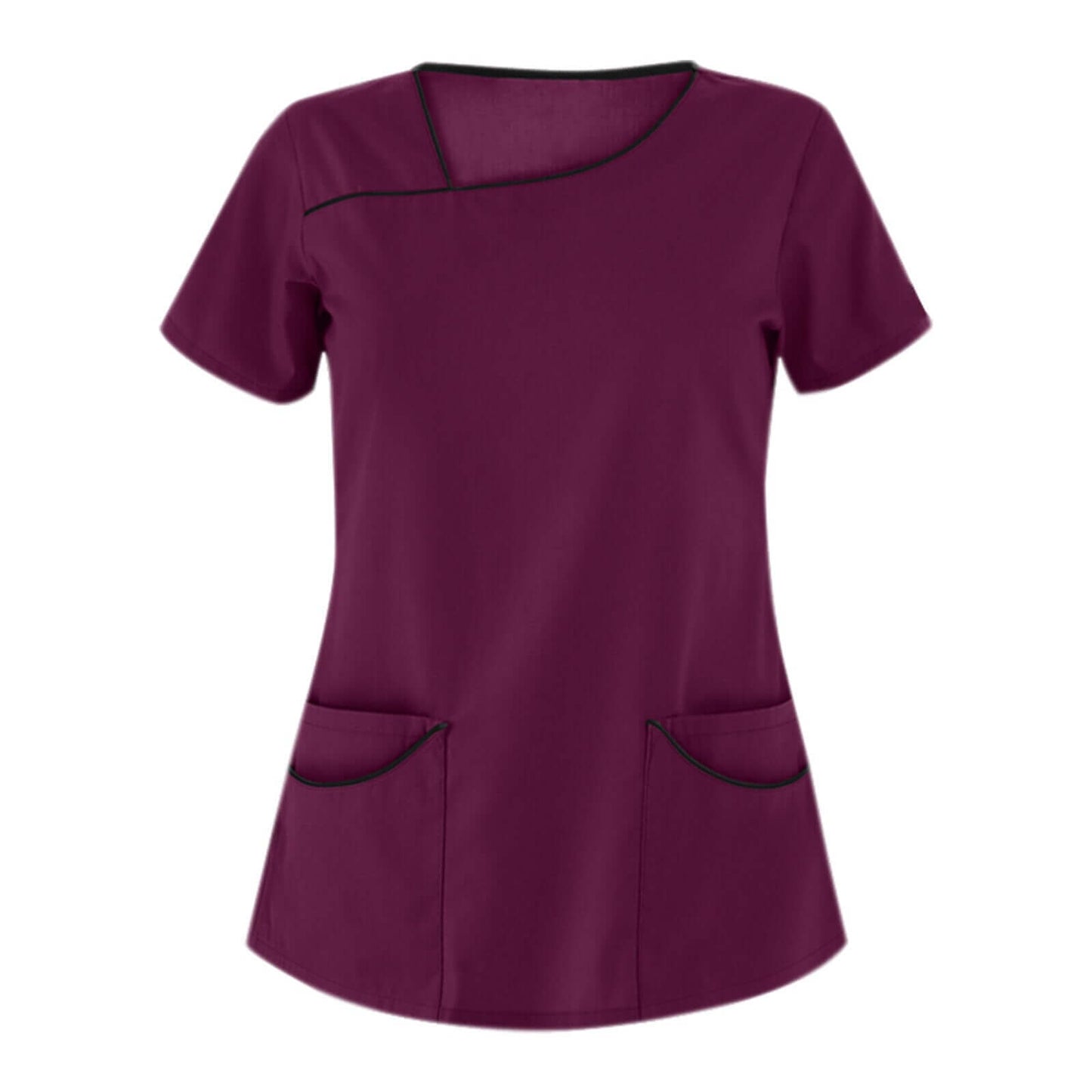 Short Sleeve V-Neck Beauty Spa Uniform in purple for beauty aesthetics professionals.