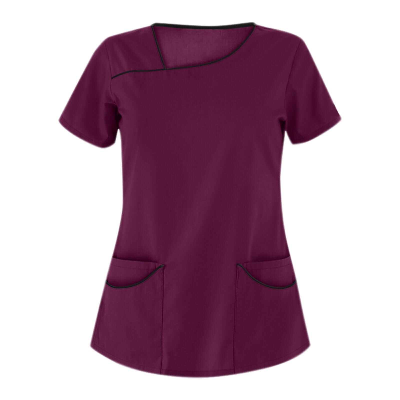 Short Sleeve V-Neck Beauty Spa Uniform in purple for beauty aesthetics professionals.