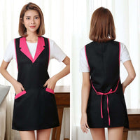 Nail Salon Dress With Pockets for Beauty Aesthetics Professionals, front and back view showing stylish design and functionality